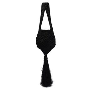 ZARA Solid Black Tassel Knit Bag 2024 NWOT
